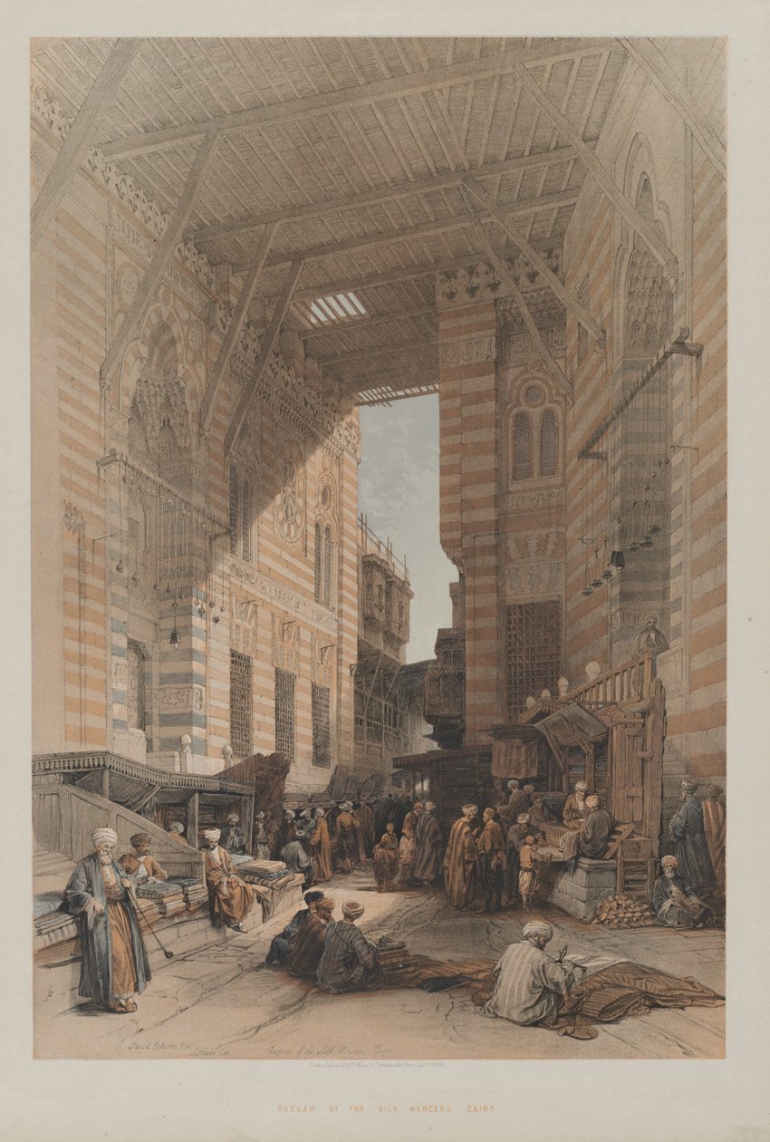 Egypti ja Nubia, osa III: Silkkikauppiaiden basaari, Kairo, 1848. tekijältä Louis Haghe