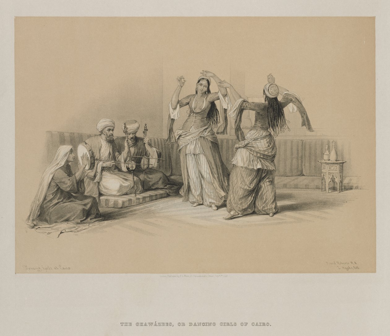 Egypti ja Nubia, osa III: Dancing Girls at Kairo, 1849. tekijältä Louis Haghe