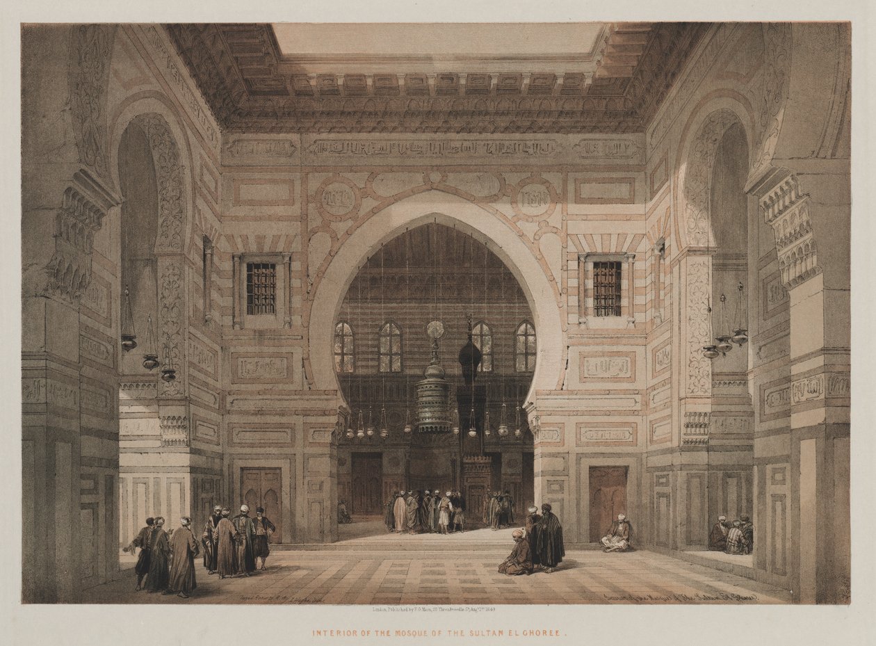 Egypti ja Nubia, osa III: Sulttaani El Ghoreen moskeijan sisustus, 1849. tekijältä Louis Haghe