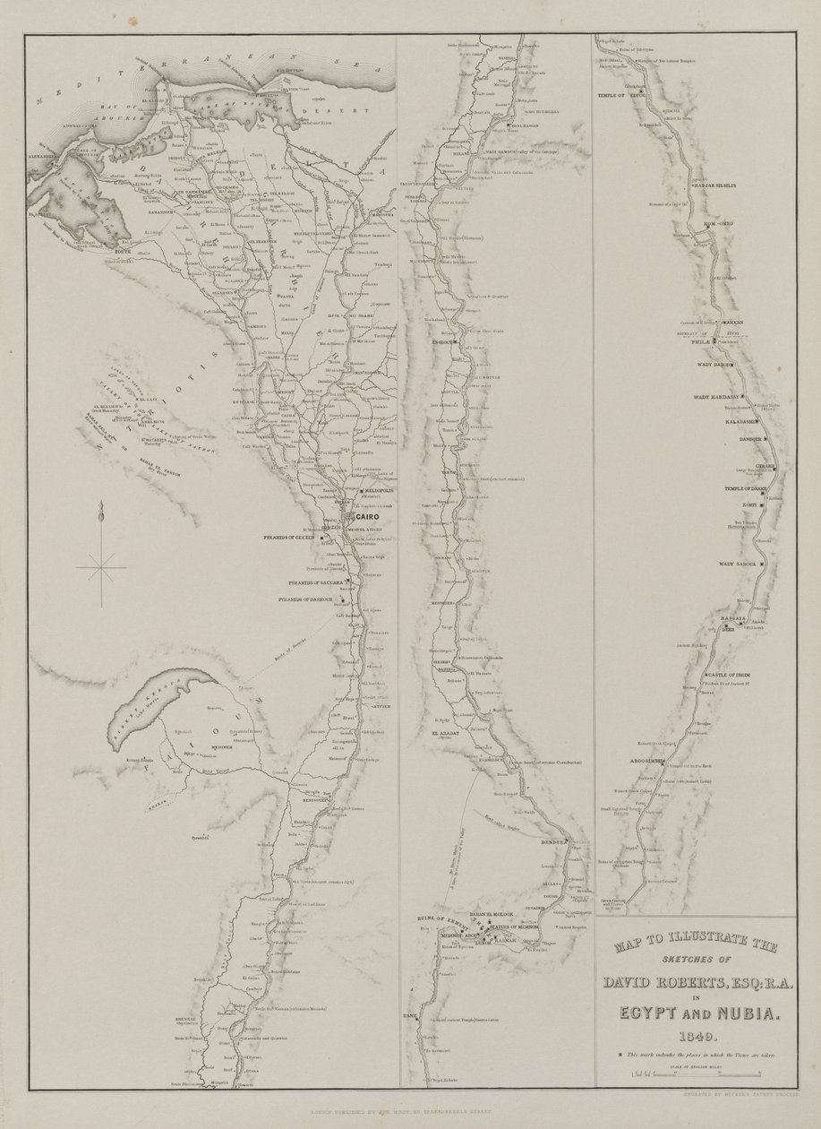 Egypti ja Nubia, Volume III: Map to Illustrated the Sketches of David Roberts, Esq...1849, 1849. tekijältä Louis Haghe
