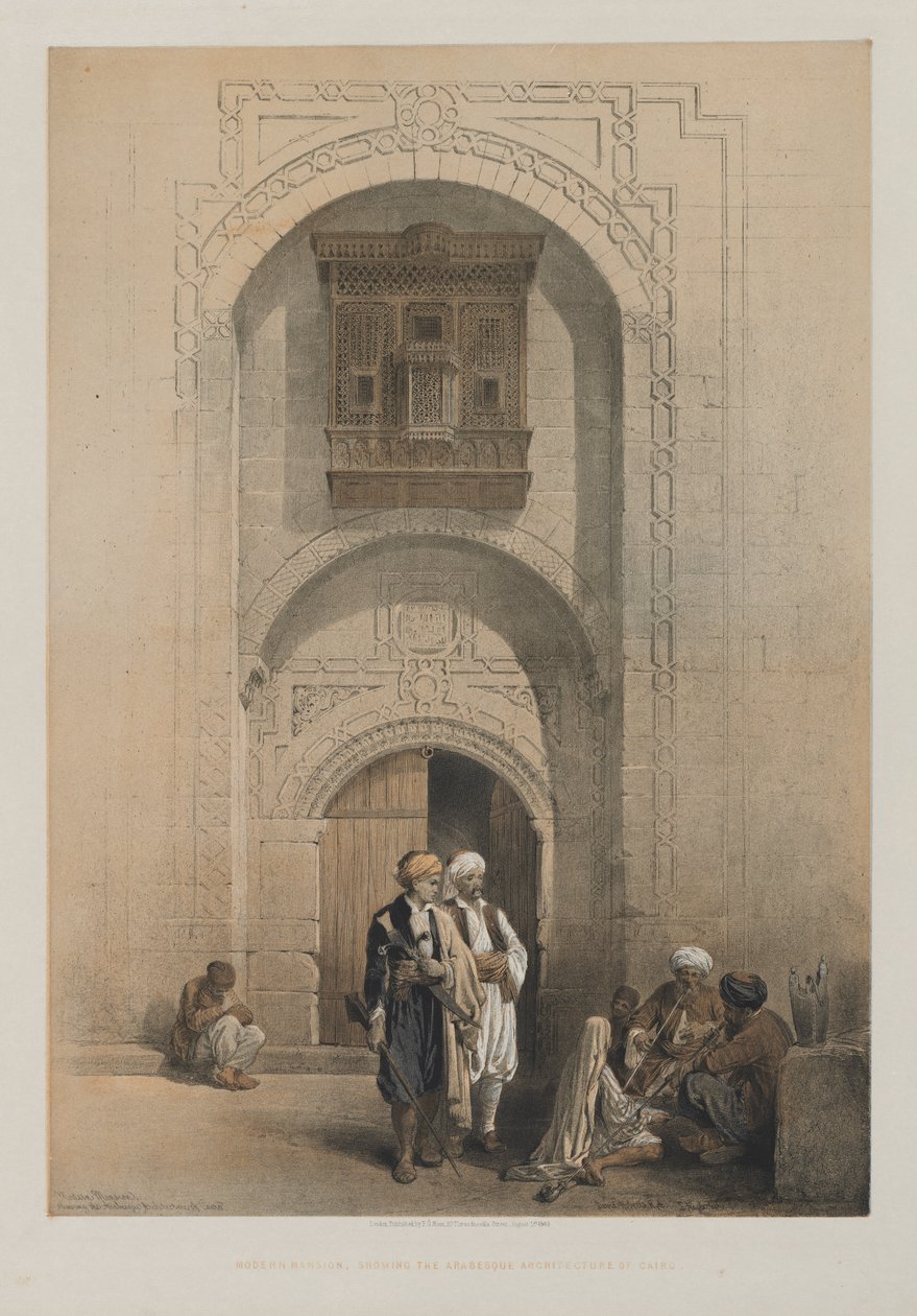 Egypti ja Nubia, osa III: Moderni kartano, joka esittää Kairon arabeskiarkkitehtuuria, 1849. tekijältä Louis Haghe