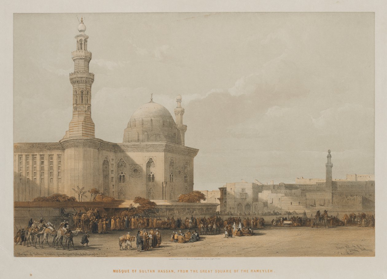 Egypti ja Nubia, osa III: Sulttaani Hassanin moskeija, Rameylehin suurelta aukiolta, 1849. tekijältä Louis Haghe