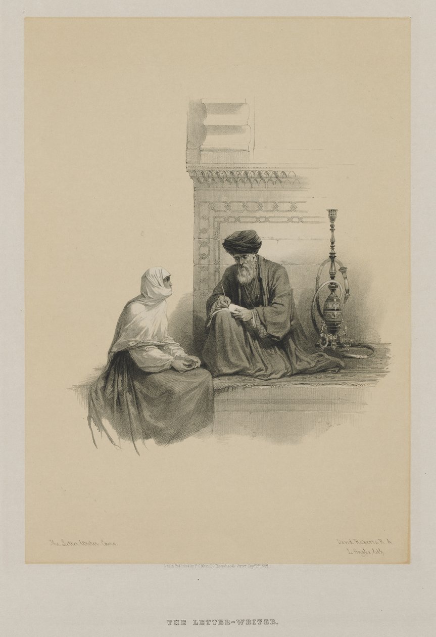 Egypti ja Nubia, osa III: The Letter-Writer, Kairo, 1849. tekijältä Louis Haghe
