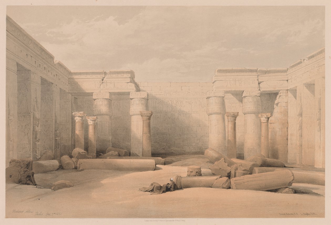 Egypti ja Nubia: Osa II - nro 18, Medinet Abou, Thebes, 1832. tekijältä Louis Haghe