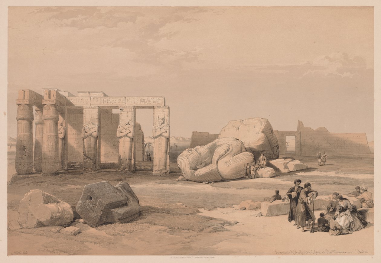 Egypti ja Nubia: Osa II - nro 4, Fragments of Great Colossi, Memnonium tekijältä Louis Haghe