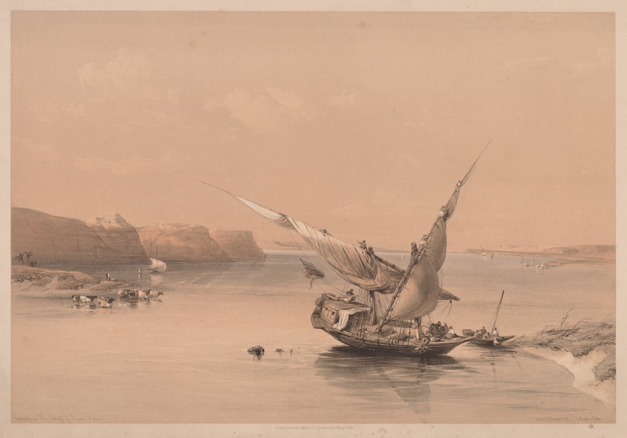 Egypti ja Nubia: Osa II - nro 6, Ibrimin linnoitus, Nubia, 1838. tekijältä Louis Haghe