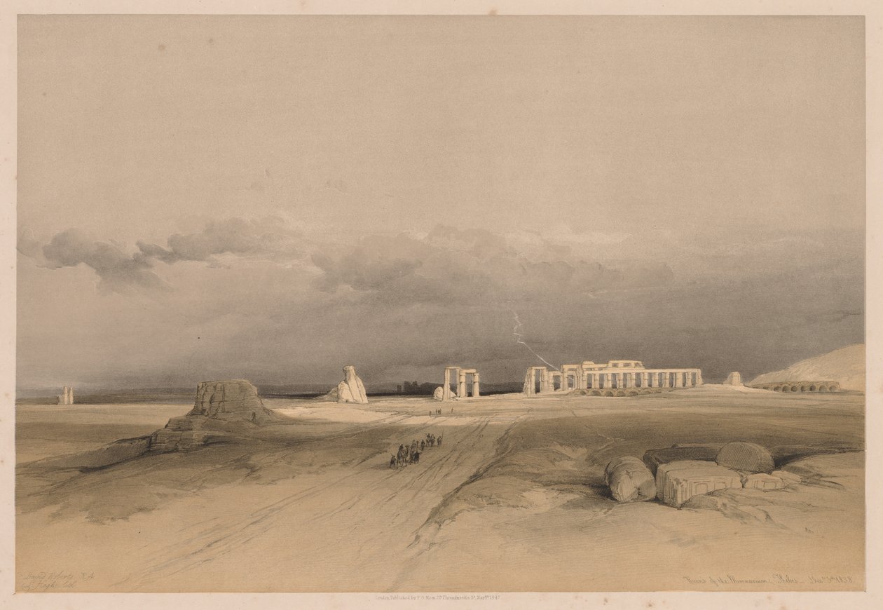 Egypti ja Nubia: Osa II - nro 8, Ruins of the Memnonium, Thebes, 1838. tekijältä Louis Haghe