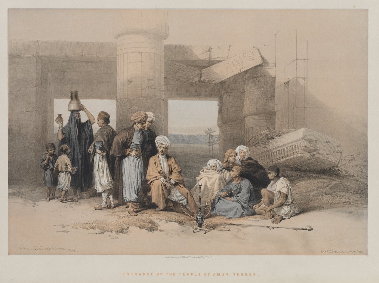 Egypti ja Nubia, osa II: Amunin temppelin sisäänkäynti, Thebes, 1847. tekijältä Louis Haghe