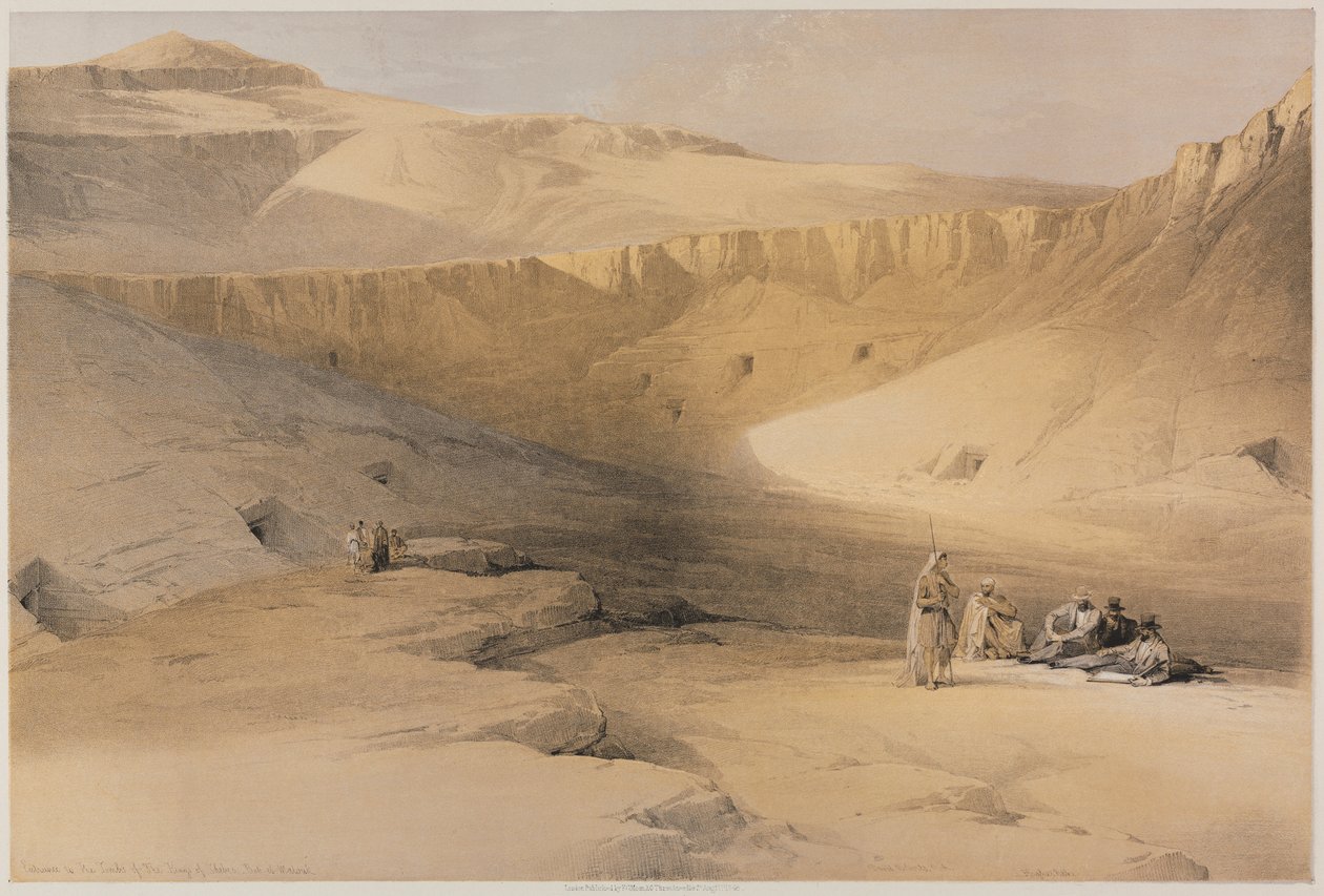 Egypti ja Nubia, osa II: Sisäänkäynti Theban kuningasten haudoihin, Bab-El-Malouk, 1848. tekijältä Louis Haghe