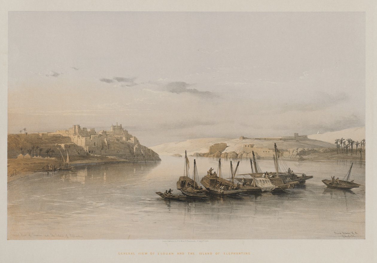 Egypti ja Nubia, osa II: Yleinen näkymä Esouanista ja Elefantin saaresta, 1848. tekijältä Louis Haghe