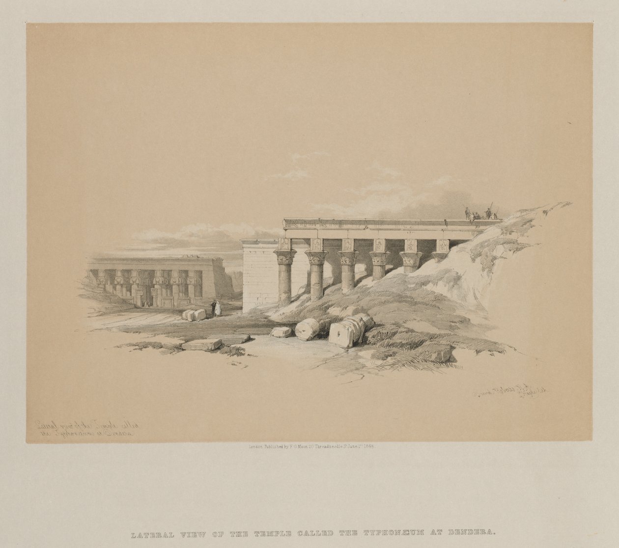 Egypti ja Nubia, osa II: Sivunäkymä temppelistä nimeltä The Typhonoeum at Dendera, 1848. tekijältä Louis Haghe
