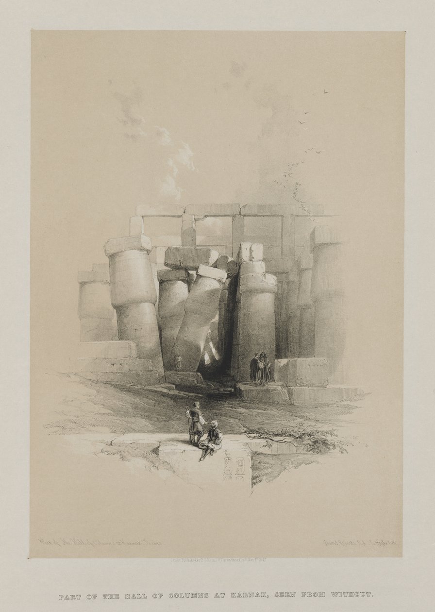 Egypti ja Nubia, osa II: Osa pylväiden salista Karnakissa, Thebes, 1847. tekijältä Louis Haghe