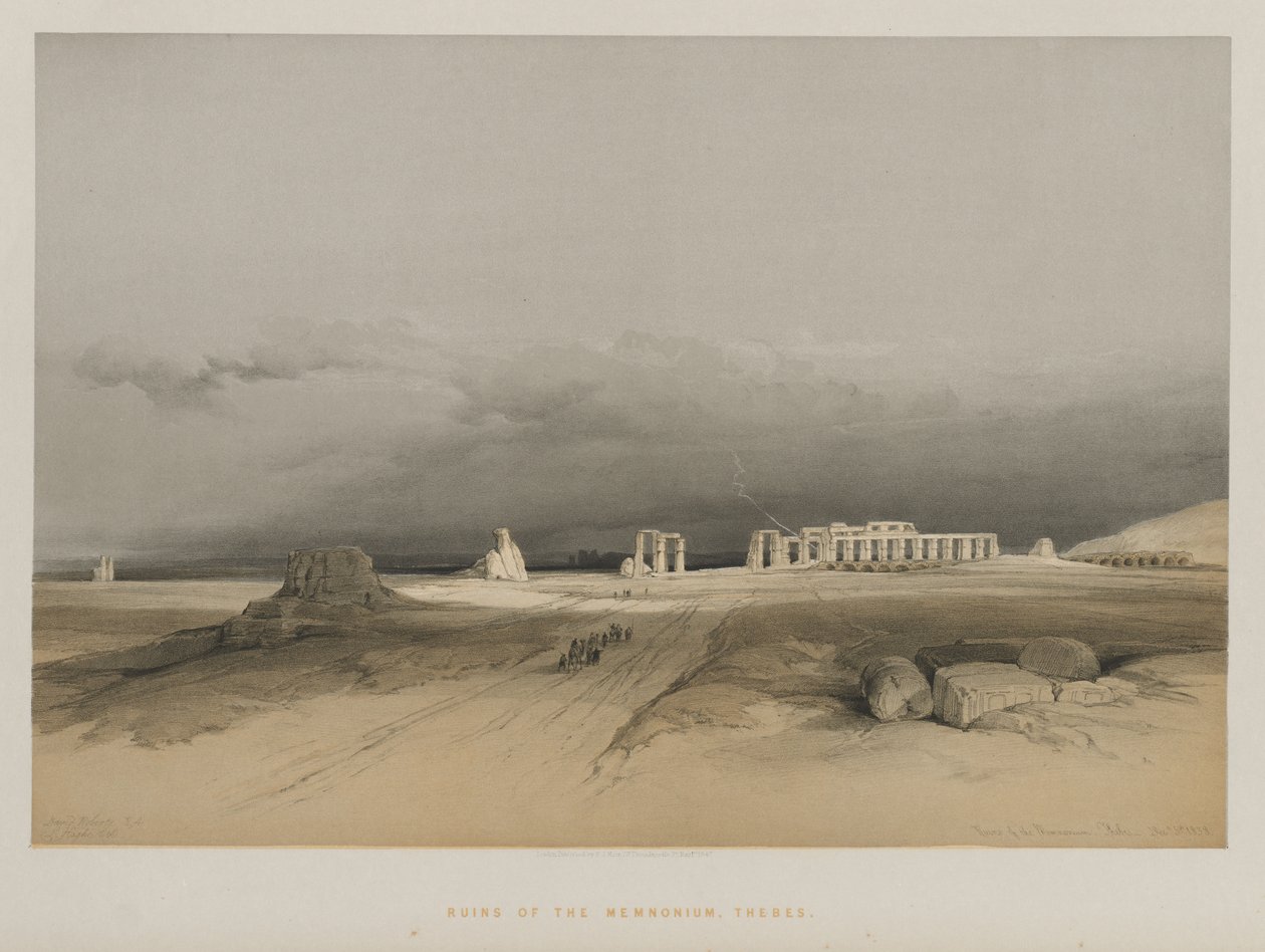 Egypti ja Nubia, osa II: Ruins of Memnonium, Thebes, 1847. tekijältä Louis Haghe