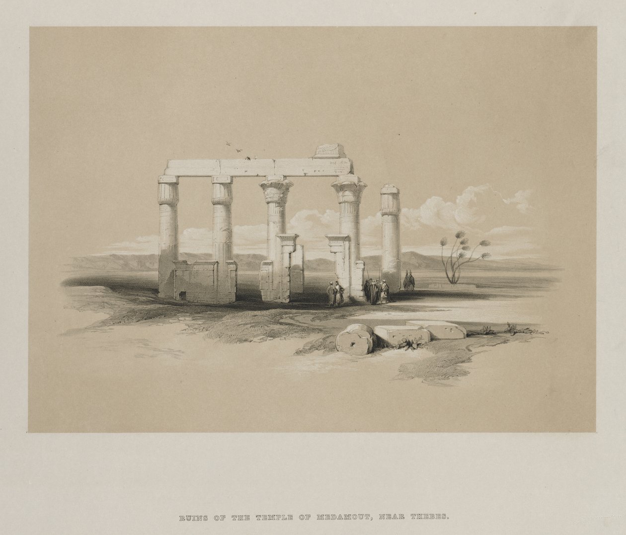 Egypti ja Nubia, osa II: Madamoudin temppelin rauniot, Thebes, 1847. tekijältä Louis Haghe