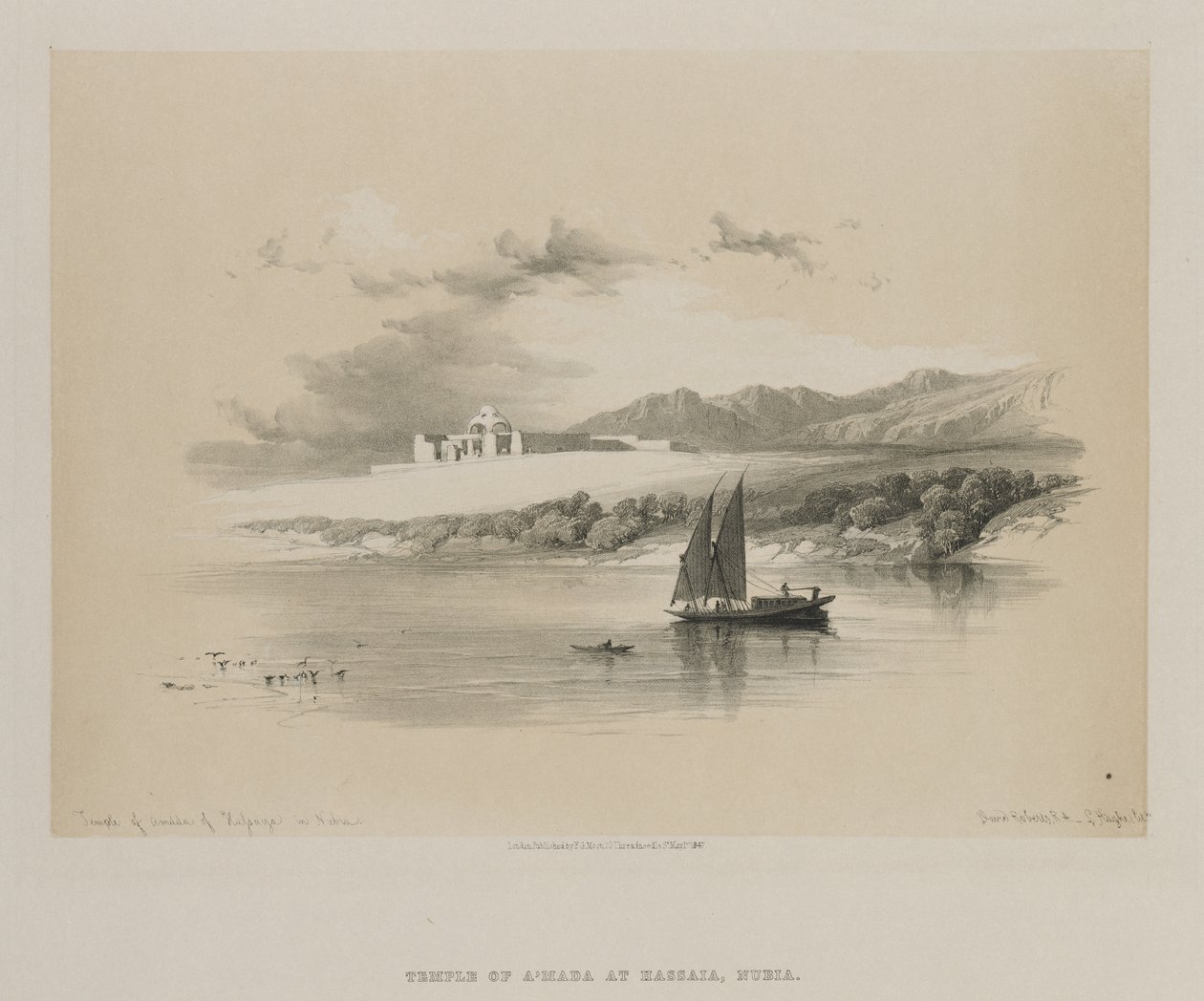 Egypti ja Nubia, osa II: Amddan temppeli, Hassayan Nubiassa, 1847. tekijältä Louis Haghe