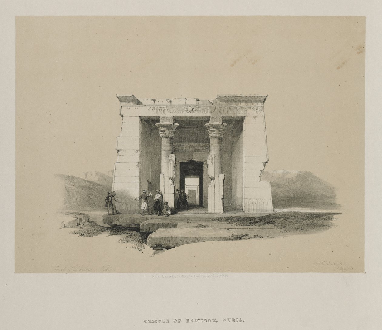 Egypti ja Nubia, osa II: Dandourin temppeli, Nubia, 1848. tekijältä Louis Haghe