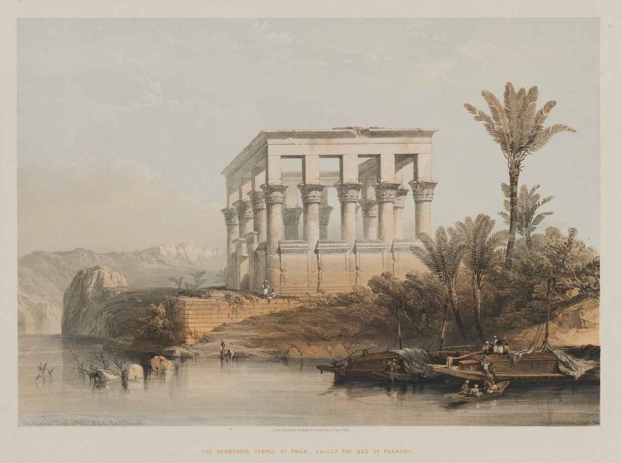 Egypti ja Nubia, osa II: Hypaethral-temppeli Philaessa, nimeltään Faraon sänky, 1848. tekijältä Louis Haghe