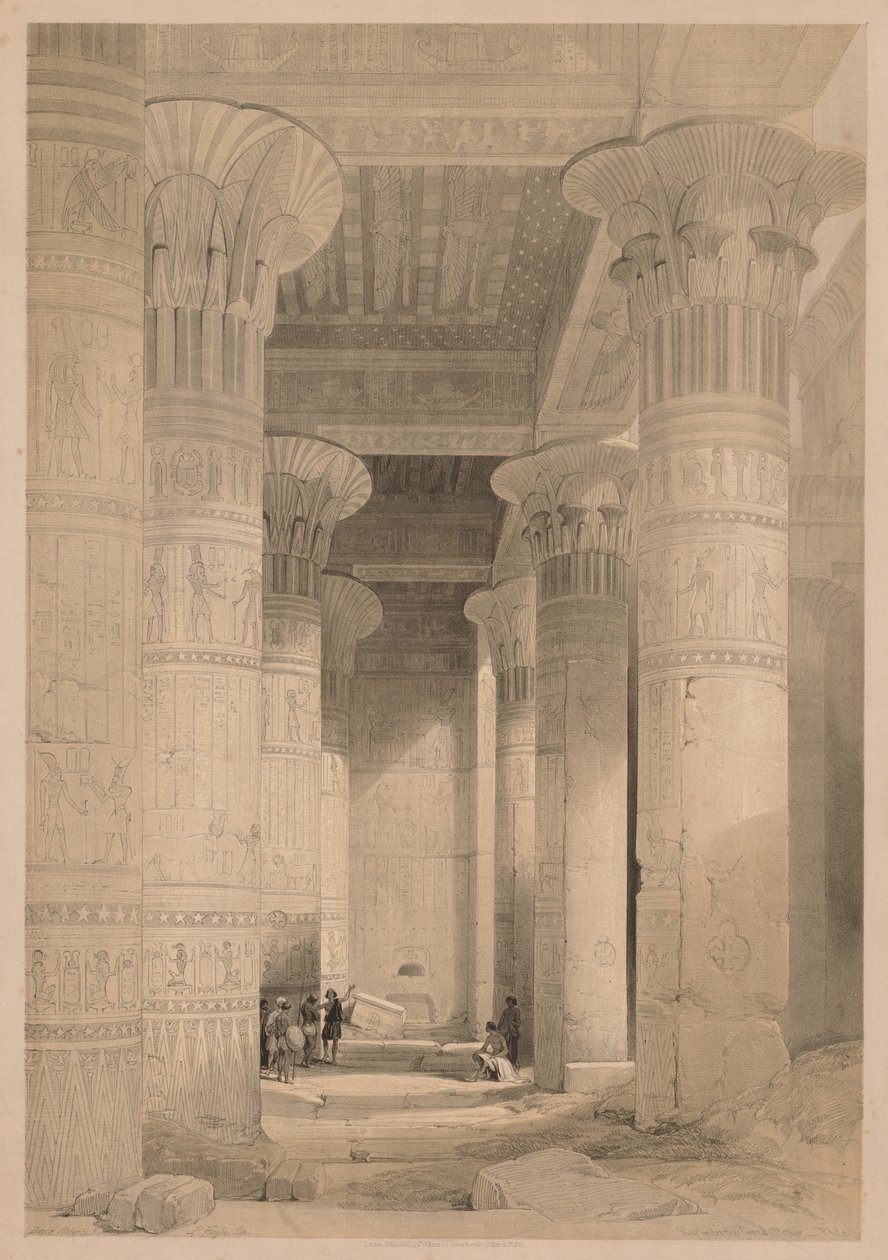 Egypti ja Nubia: Osa I - Frontispiece, Näkymä Grand Porticon alta, Philae, 1838. tekijältä Louis Haghe