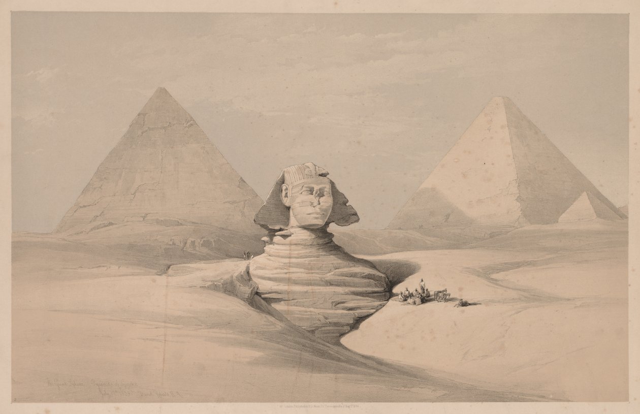 Egypti ja Nubia: osa I - nro 18, Suuri sfinksi, Gizehin pyramidit, edestä tekijältä Louis Haghe