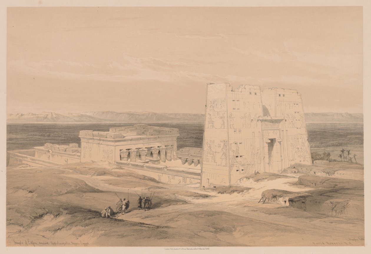 Egypti ja Nubia: osa I - nro 34, Edfoun temppeli. Muinainen Appolinopolis, Ylä-Egypti, 1838. tekijältä Louis Haghe
