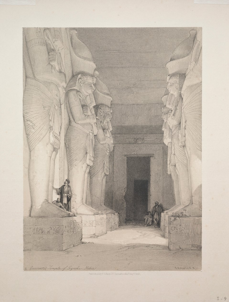 Egypti ja Nubia: osa I - nro 9, kaivettu Gyrshen temppeli, Nubia, 1838. tekijältä Louis Haghe