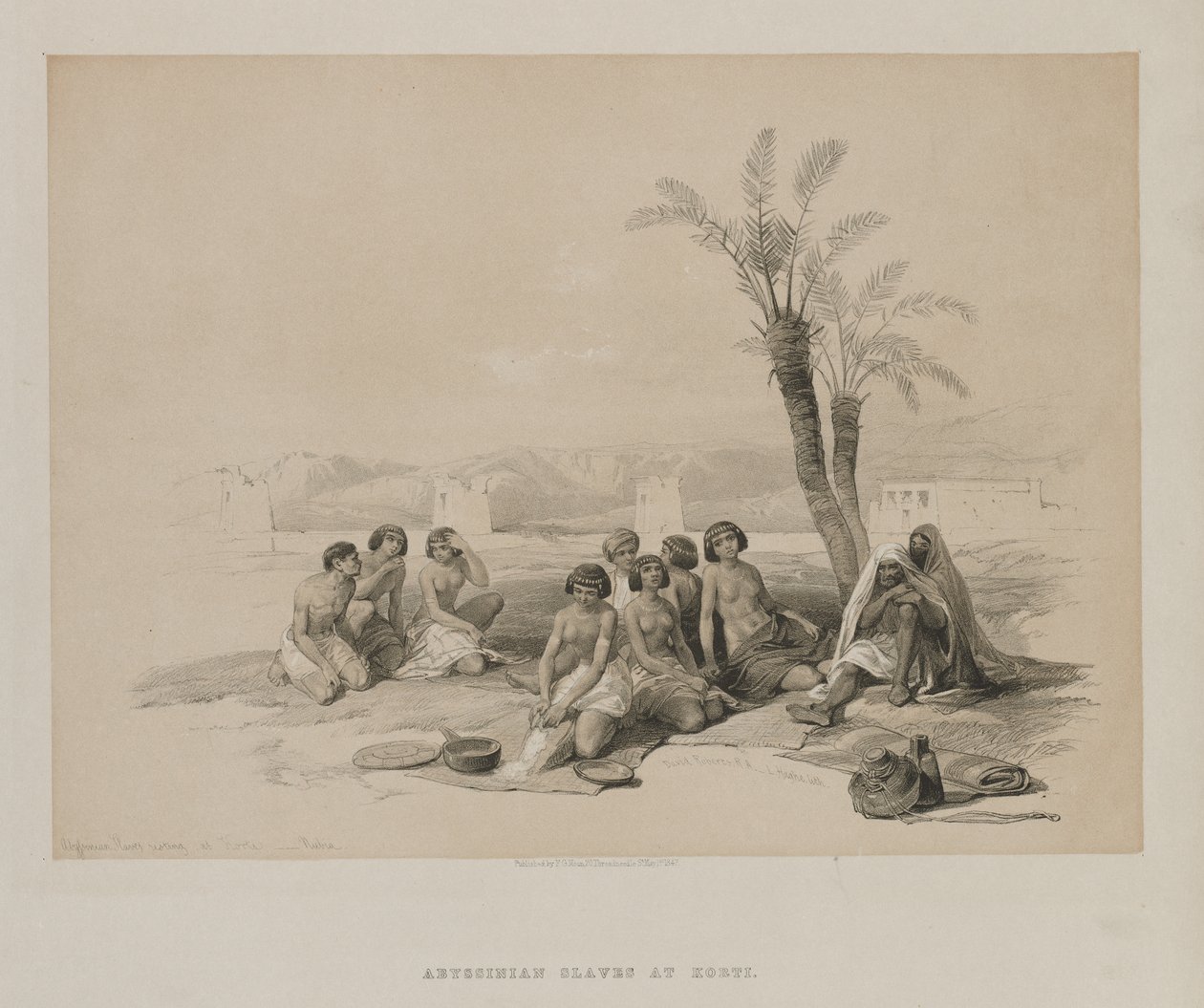 Egypti ja Nubia, osa I: Abessinian orjat lepäävät Korti-Nubiassa, 1847. tekijältä Louis Haghe