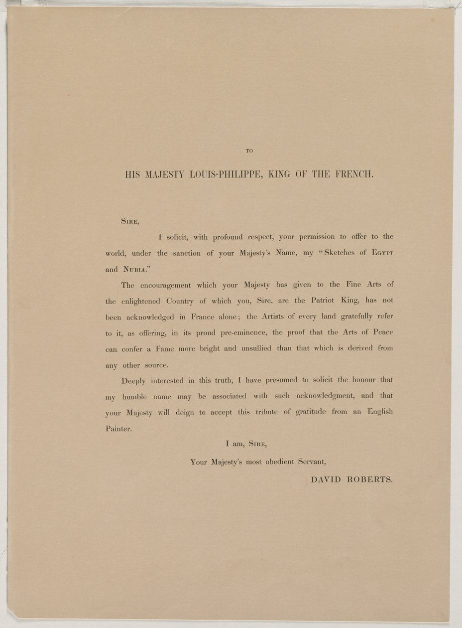 Egypti ja Nubia, osa I: Dedication page, 1846. tekijältä Louis Haghe