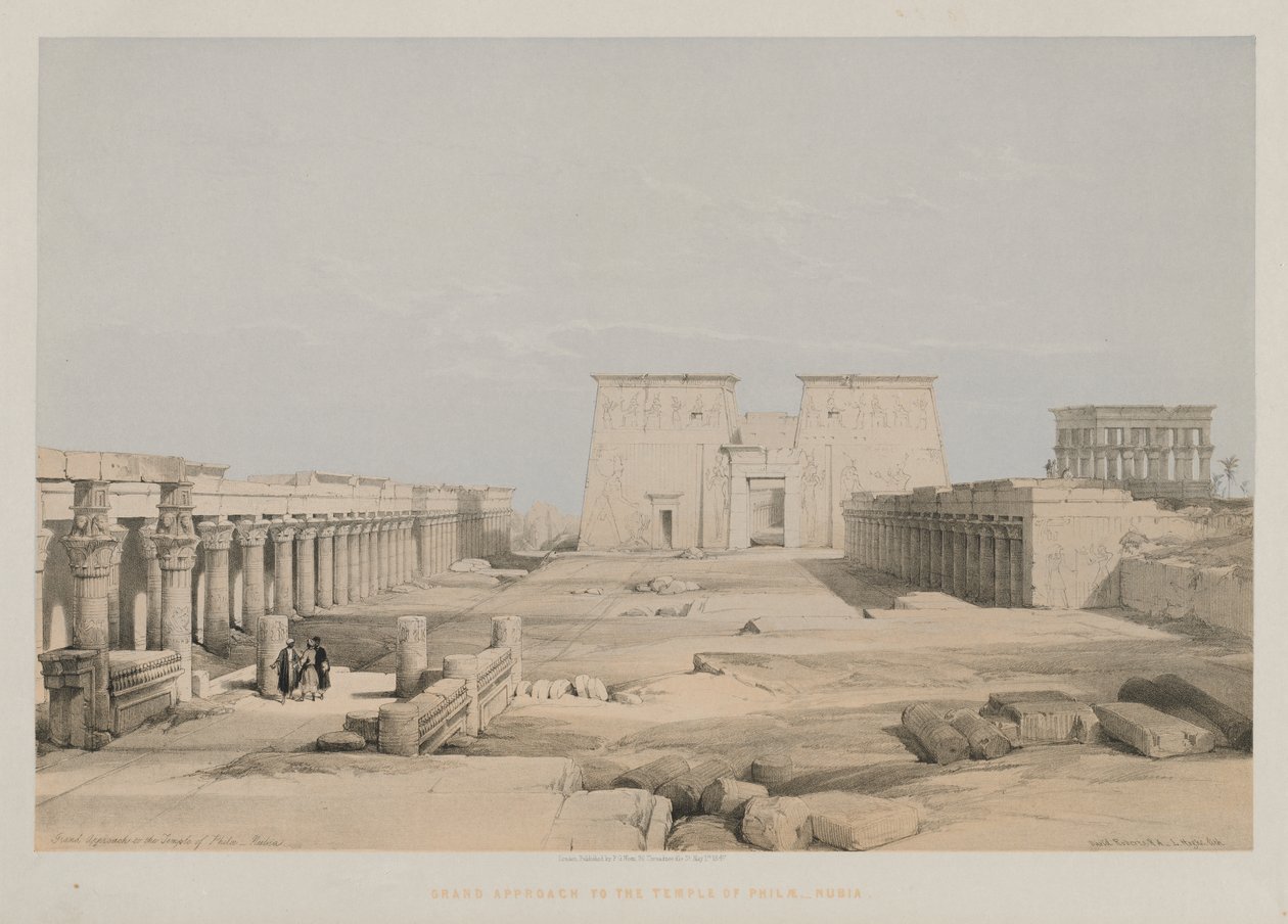Egypti ja Nubia, osa I: Grand Approach to the Temple of Philae, Nubia tekijältä Louis Haghe
