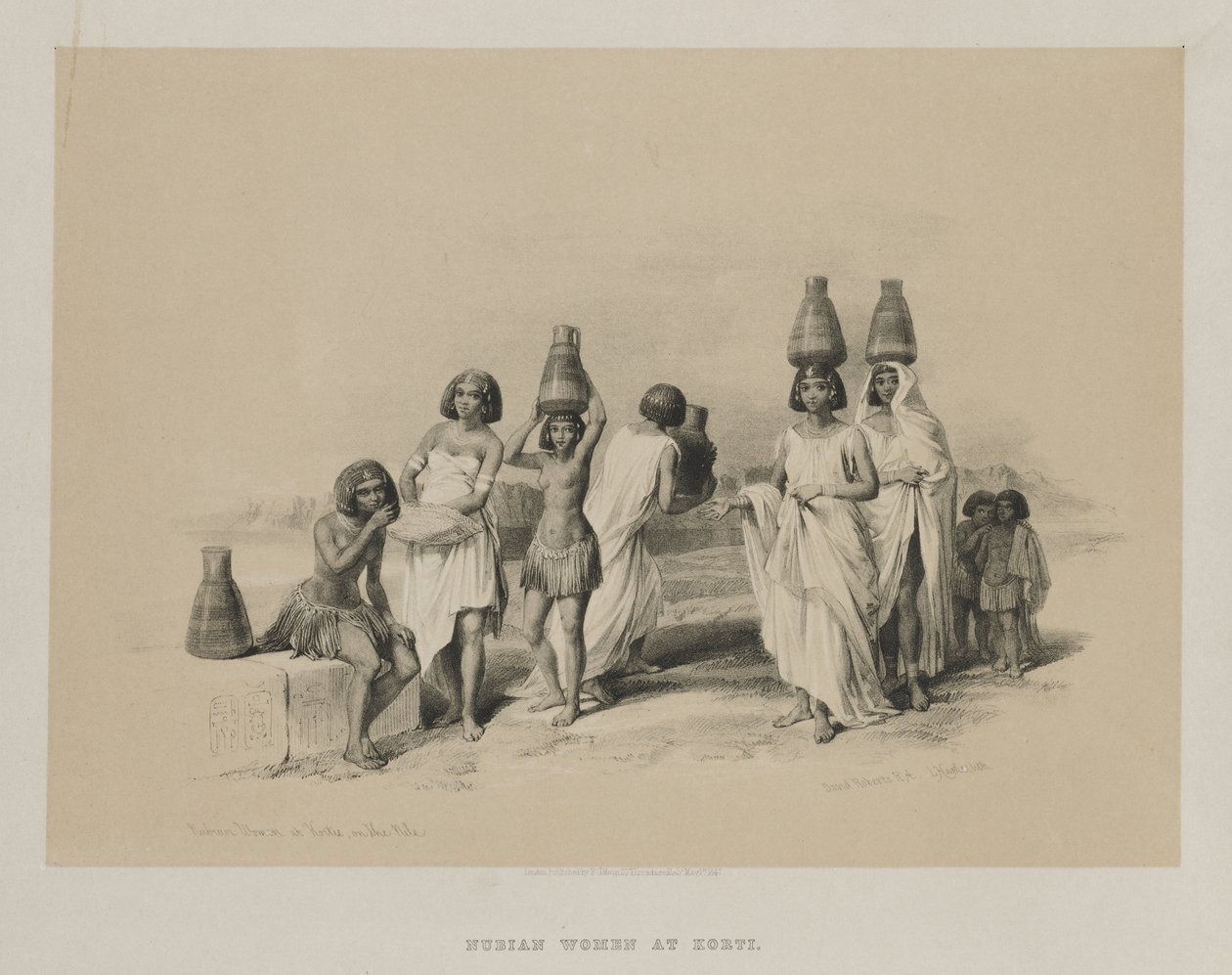 Egypti ja Nubia, osa I: Nubian Women at Kortie, on the Niil tekijältä Louis Haghe