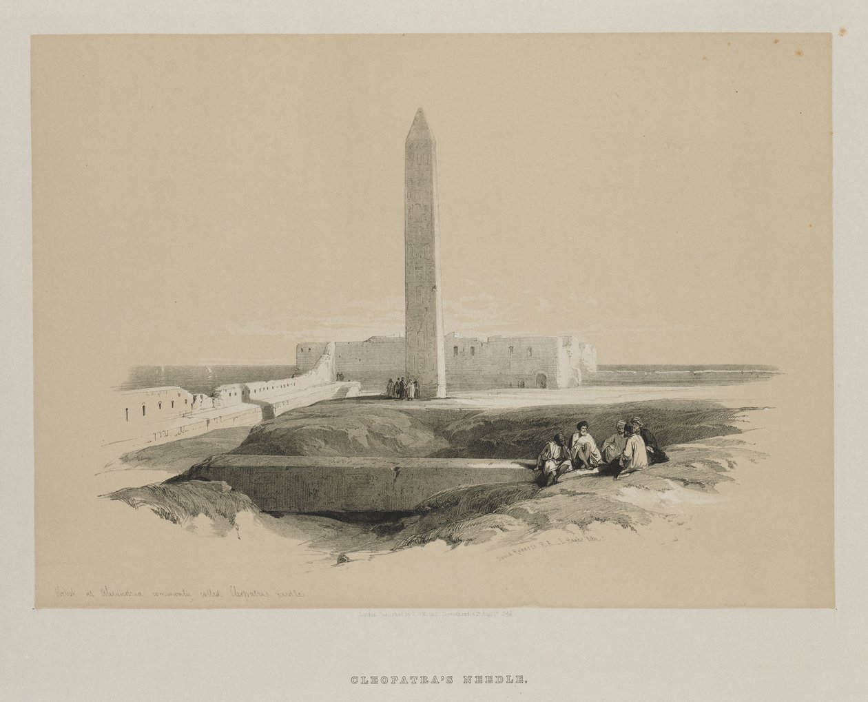 Egypti ja Nubia, osa I: Obeliski Aleksandriassa, yleisesti kutsuttu Kleopatras-neula, 1846. tekijältä Louis Haghe