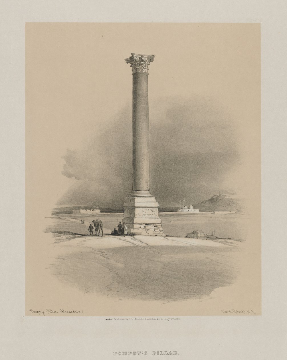 Egypti ja Nubia, osa I: Pompeys Pillar, Aleksandria, 1846. tekijältä Louis Haghe