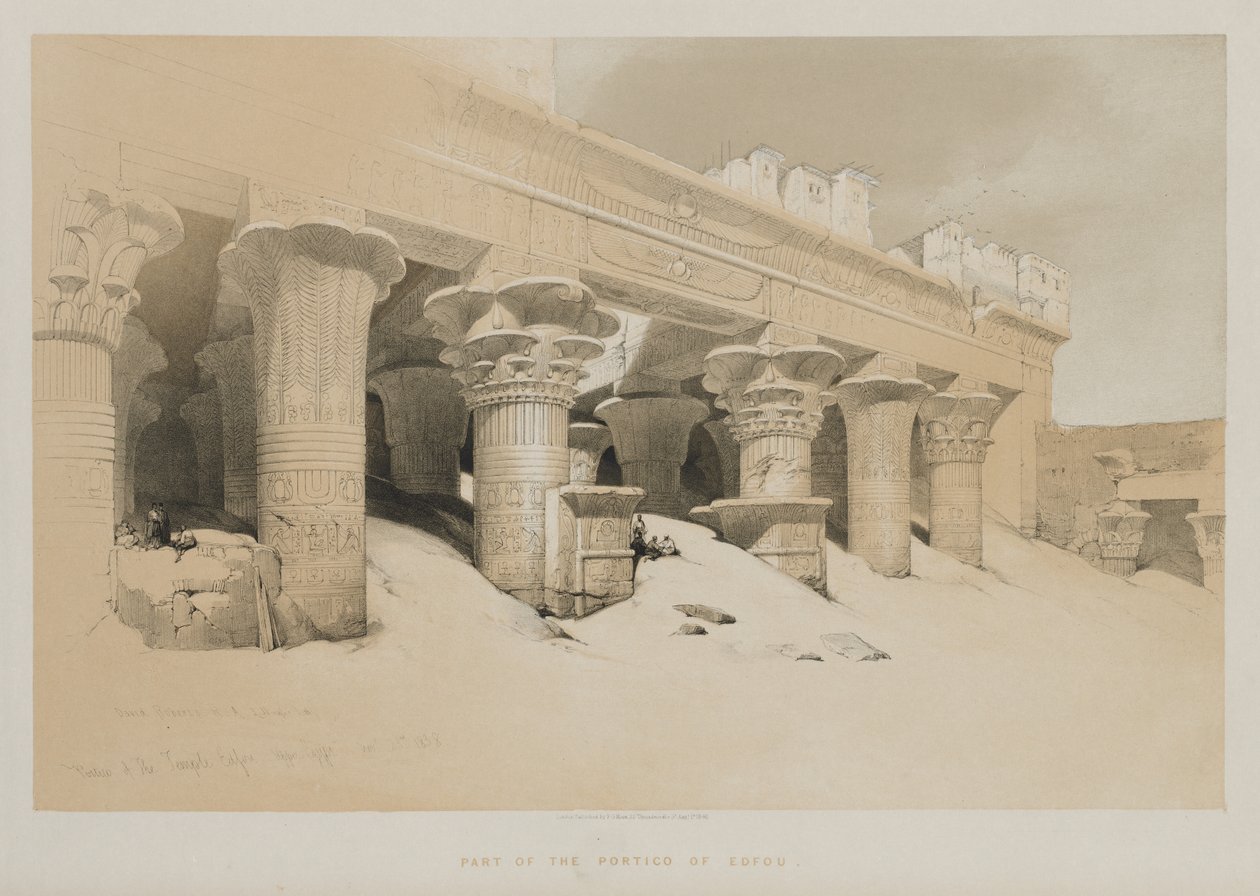 Egypti ja Nubia Osa I: Edfoun temppelin portico, Ylä-Egypti tekijältä Louis Haghe