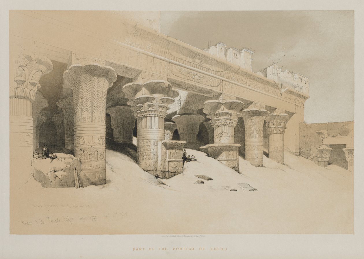 Egypti ja Nubia, osa I: Edfoun temppelin portico, Ylä-Egypti, 1846. tekijältä Louis Haghe