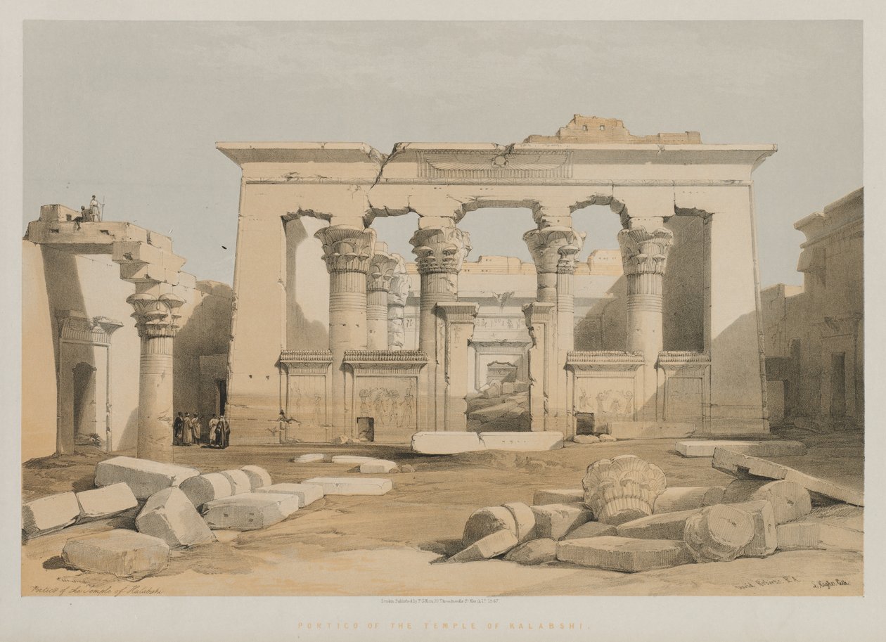 Egypti ja Nubia, osa I: Portico of the Temple of Kalabshe, 1847. tekijältä Louis Haghe