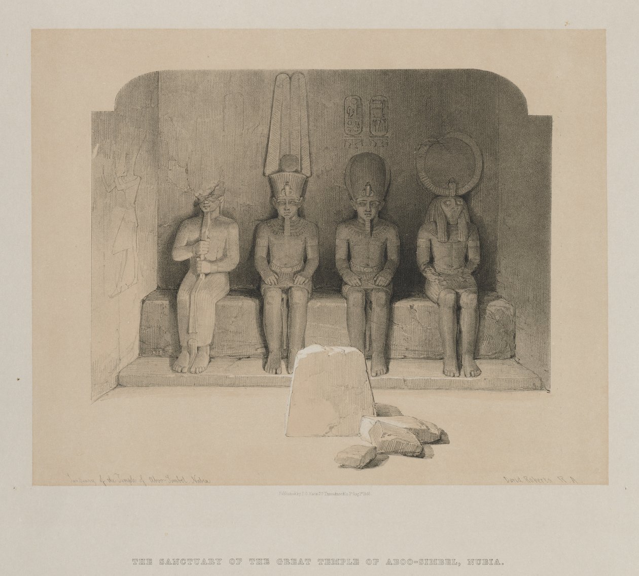 Egypti ja Nubia, osa I: Aboo-Simbelin temppelin pyhäkkö, Nubia, 1846. tekijältä Louis Haghe
