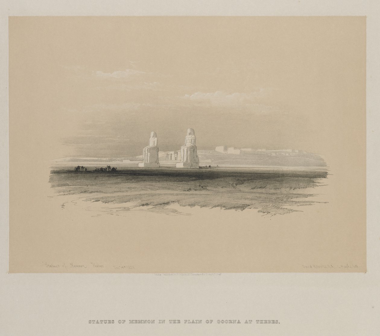 Egypti ja Nubia, osa I: Memnonin patsaat, Thebes, 1846. tekijältä Louis Haghe