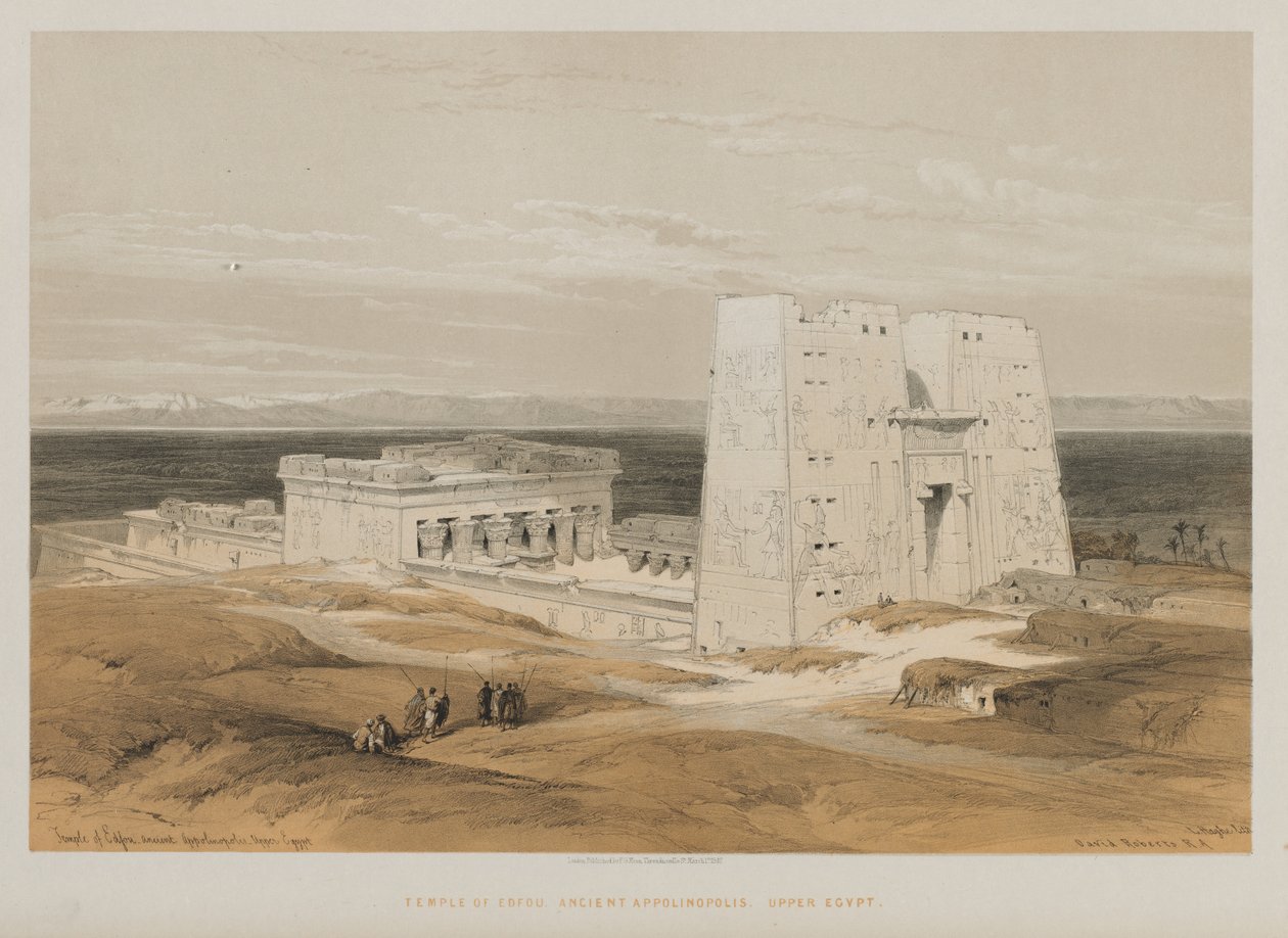 Egypti ja Nubia, osa I: Edfoun temppeli, muinainen Apollinopolis, Ylä-Egypti, 1847. tekijältä Louis Haghe