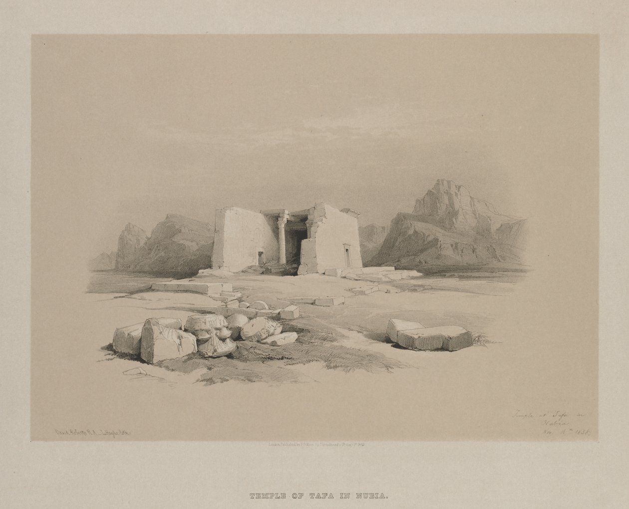 Egypti ja Nubia, osa I: Temple at Tafa in Nubia, 1846. tekijältä Louis Haghe
