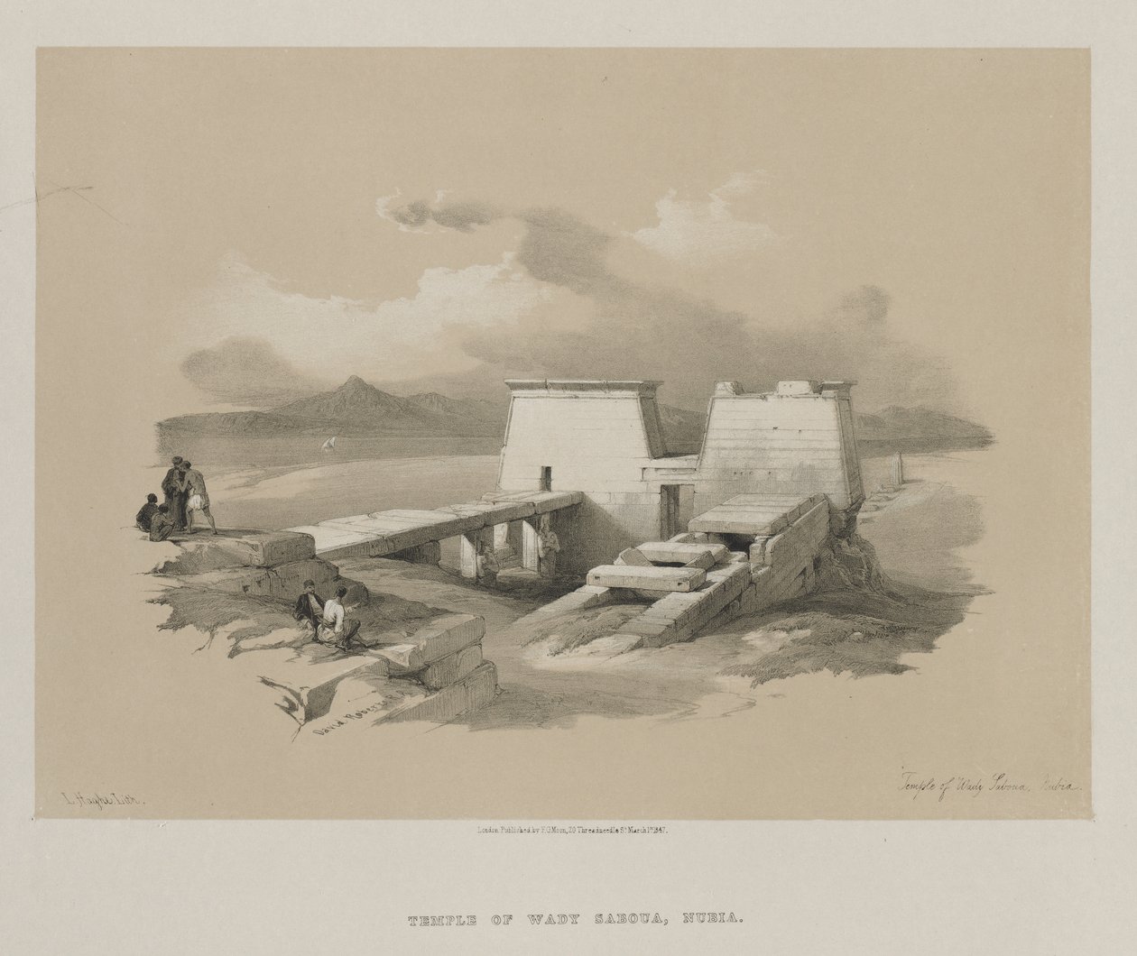 Egypti ja Nubia, osa I: Wady Sabouan temppeli, Nubia, 1846. tekijältä Louis Haghe