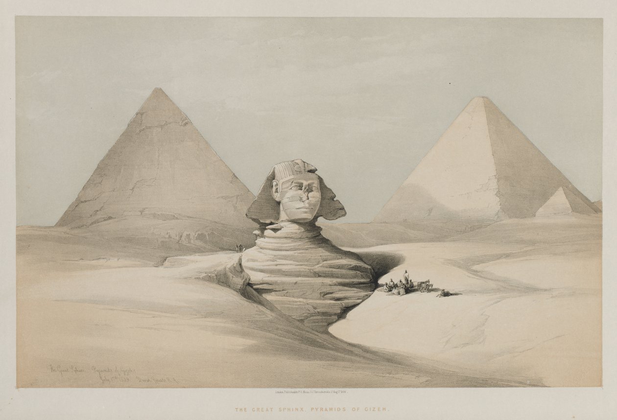 Egypti ja Nubia, osa I: Suuri sfinksi, Gezeehin pyramidit, 1846. tekijältä Louis Haghe