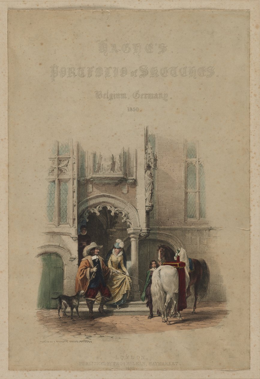Haghesin luonnosportfolio. Belgia. Saksa, voi. III: Nimilehti, ovella...Bruges, 1850. tekijältä Louis Haghe