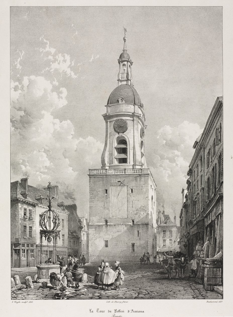 Kuvankauniita ja romanttisia matkoja vanhassa Ranskassa, Picardie: Amiensin kellotapuli..., 1835. tekijältä Louis Haghe