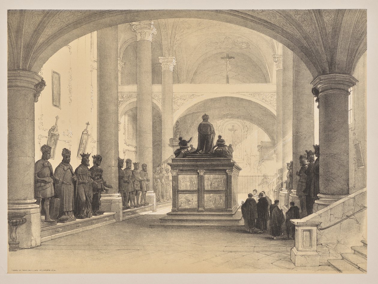 Luonnokset Belgiassa ja Saksassa, ensimmäinen sarja, Maximilianuksen 1. hauta, Innsbruck tekijältä Louis Haghe