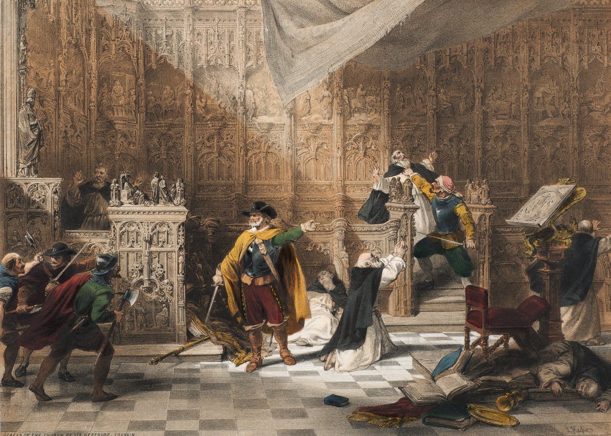 St. Gertruden kirkon kojut, Louvain, arkki 11 Haghen luonnosportfoliosta: Belgia, Saksa, n. 1845-55 tekijältä Louis Haghe