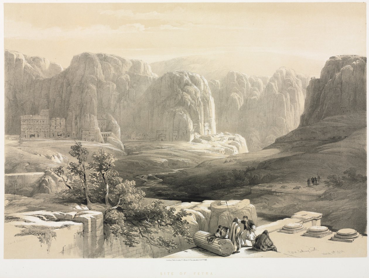 Pyhä maa, Syyria, Idumea, Arabia, Egypti & Nubia Voi. III: Petra, Etelään katsova, 1842. tekijältä Louis Haghe