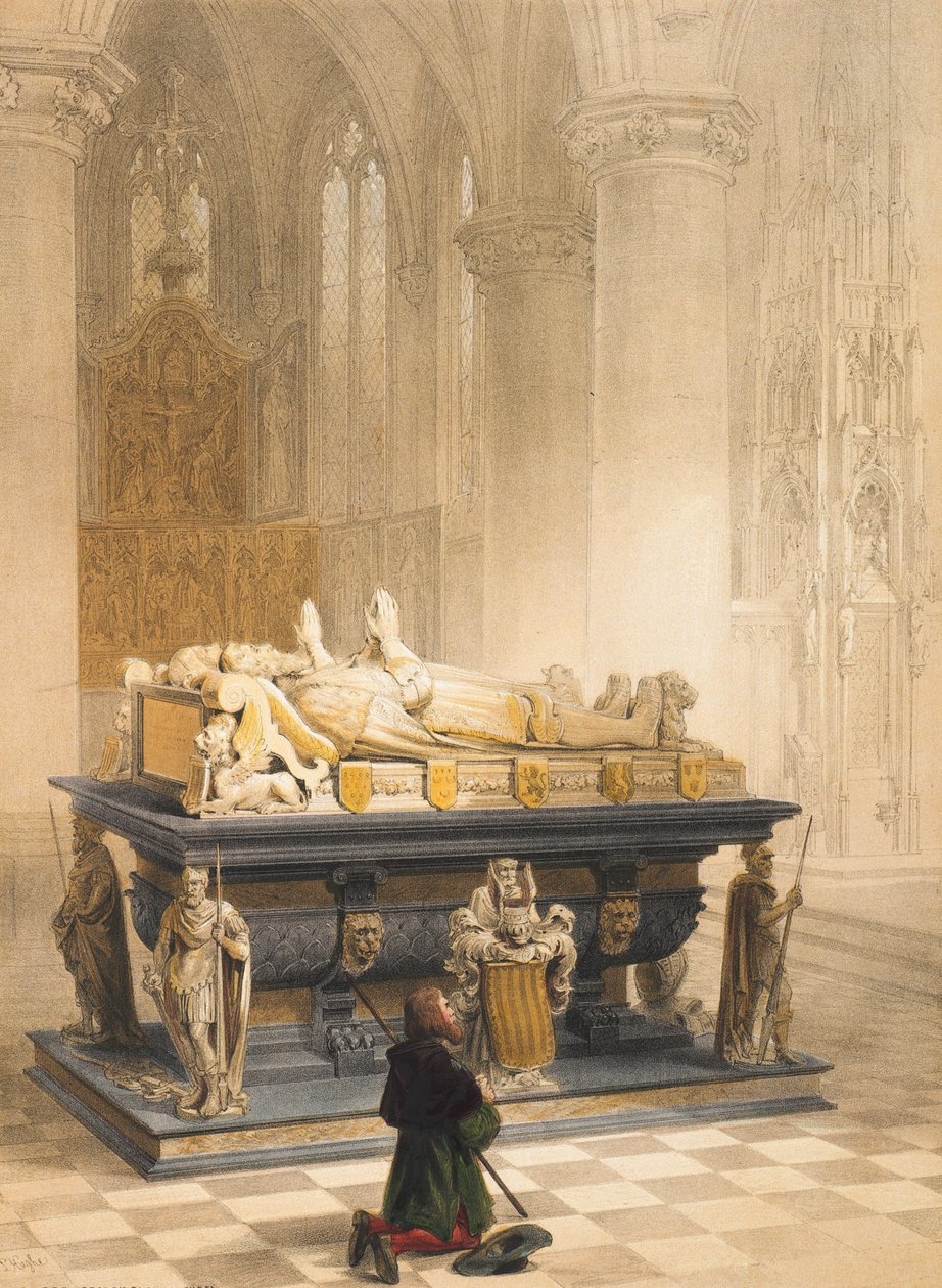 Merodes-perheen hauta, Gheel, arkki 6 Haghen luonnosportfoliosta: Belgia, Saksa, n. 1845-55 tekijältä Louis Haghe