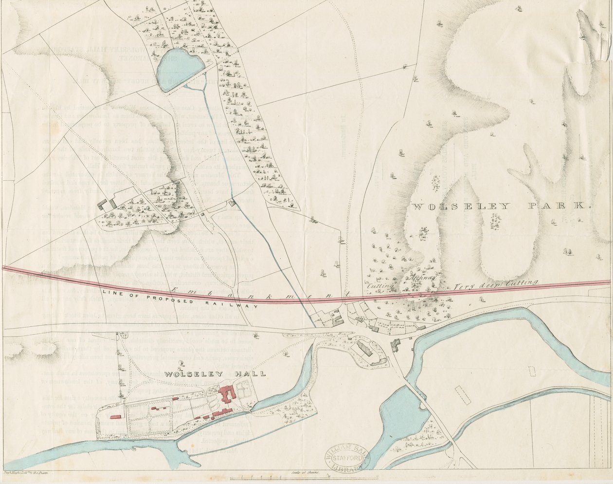 Wolseley Hall: litografia yli sävyn, nd [1806-1885] tekijältä Louis Haghe