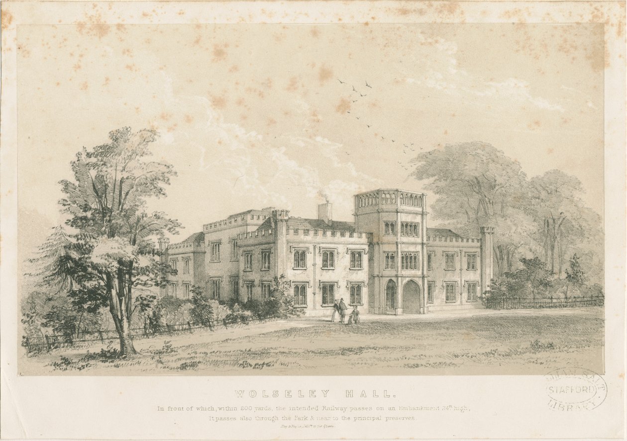 Wolseley Hall: teräskaiverrus, nd [c 1830] (tulostus) tekijältä Louis Haghe