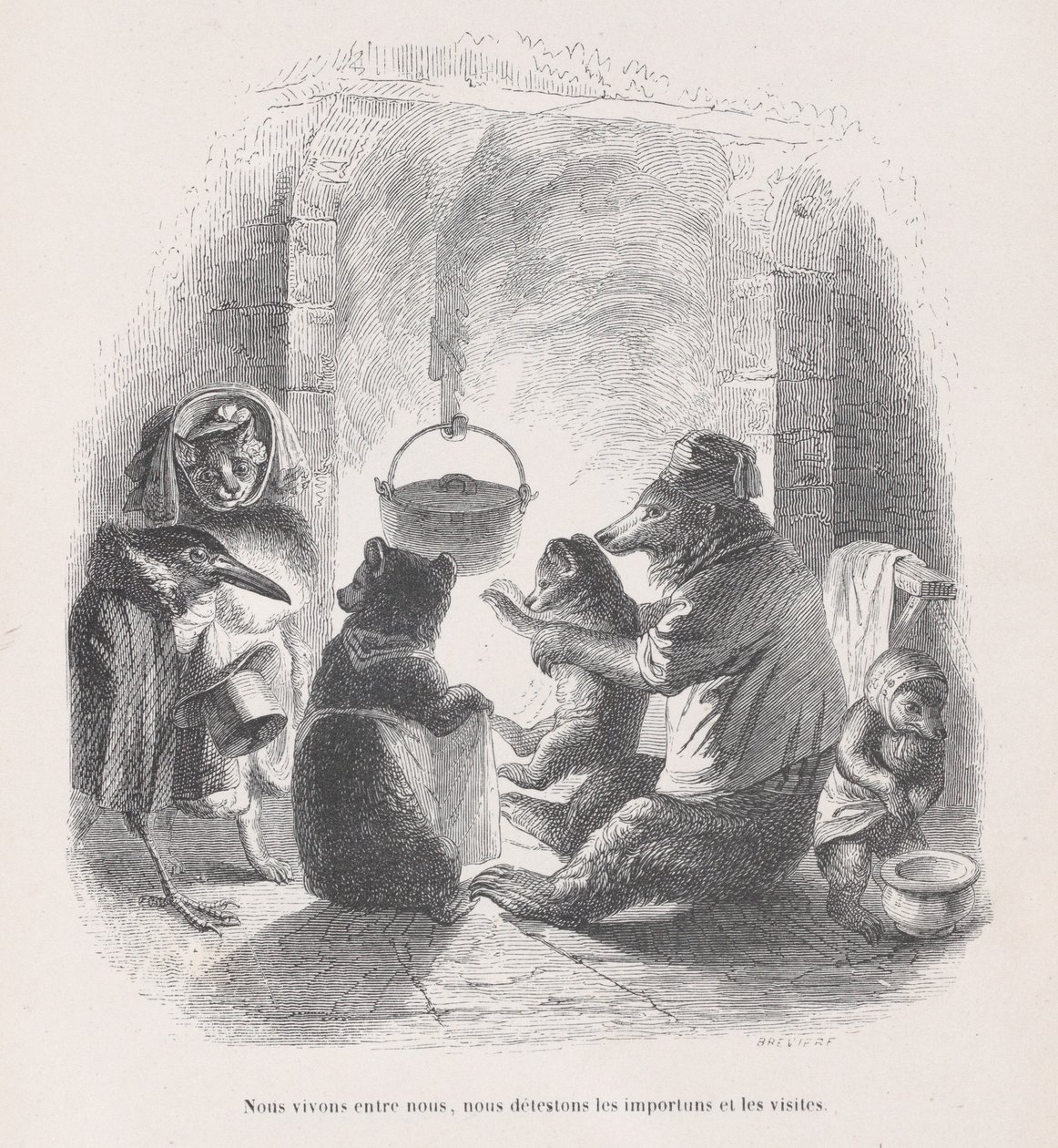 Elämme keskenämme, vihaamme häiriöitä ja vierailuja Scenes from the..., ca. 1837-47. tekijältä Louis Henri Brévière