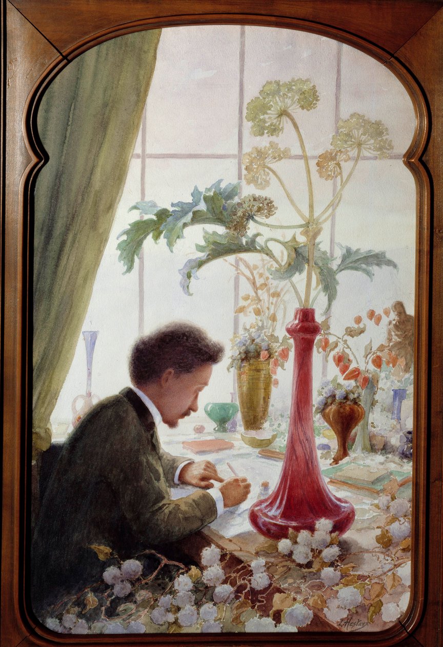 Muotokuva Emile Gallesta (1846 - 1904), ranskalaisesta taiteilijasta. Louis Hestaux